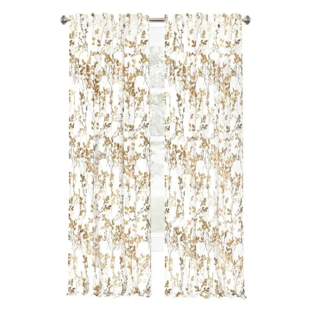 Achim Home Furnishing Misty Hazelnut Floral Petal Vines Window Curtain Panels :